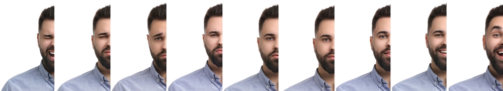 Mann mit unterschiedlichen Emotionen